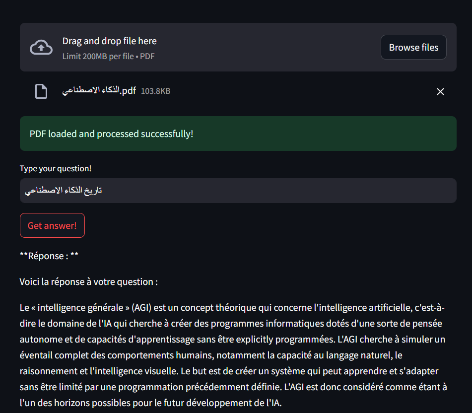 Interface displaying AceGPT:7b response